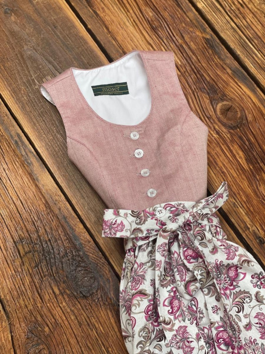 Kinderdirndl MAREIKE order 70 Leinen pink