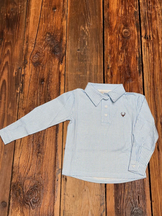 Shirt MOGOBODY TBB-1054 LA vichy blau langarm